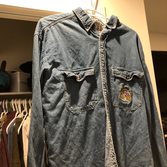 Retro Toronto Blue Jays Denim Style Button Up - Picture 4 of 4